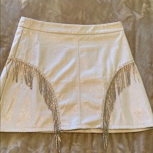 Dolls kill cream sequins fringe skirt
